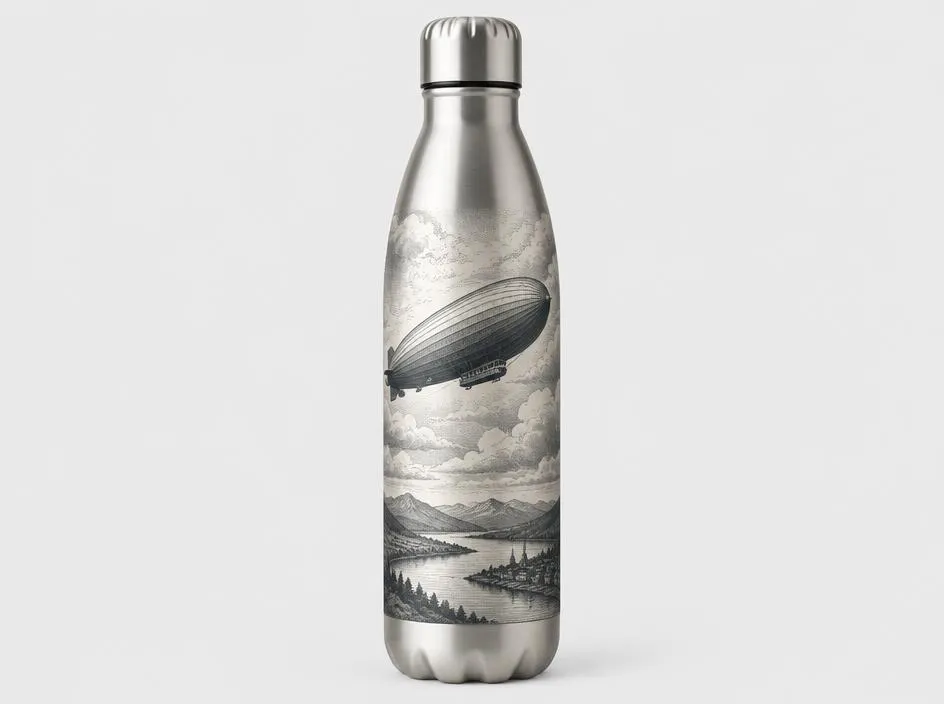Botella térmica de acero inoxidable con zepelín retro